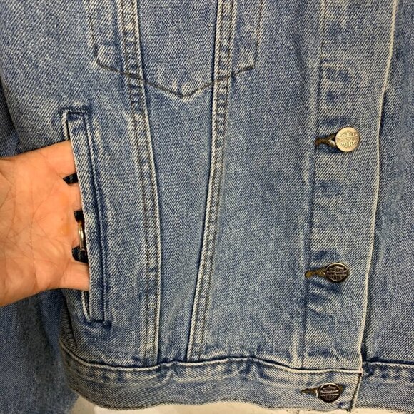 Harley Davidson Vintage Y2K Denim Trucker Light Wash Jean Jacket - Picture 5 of 14